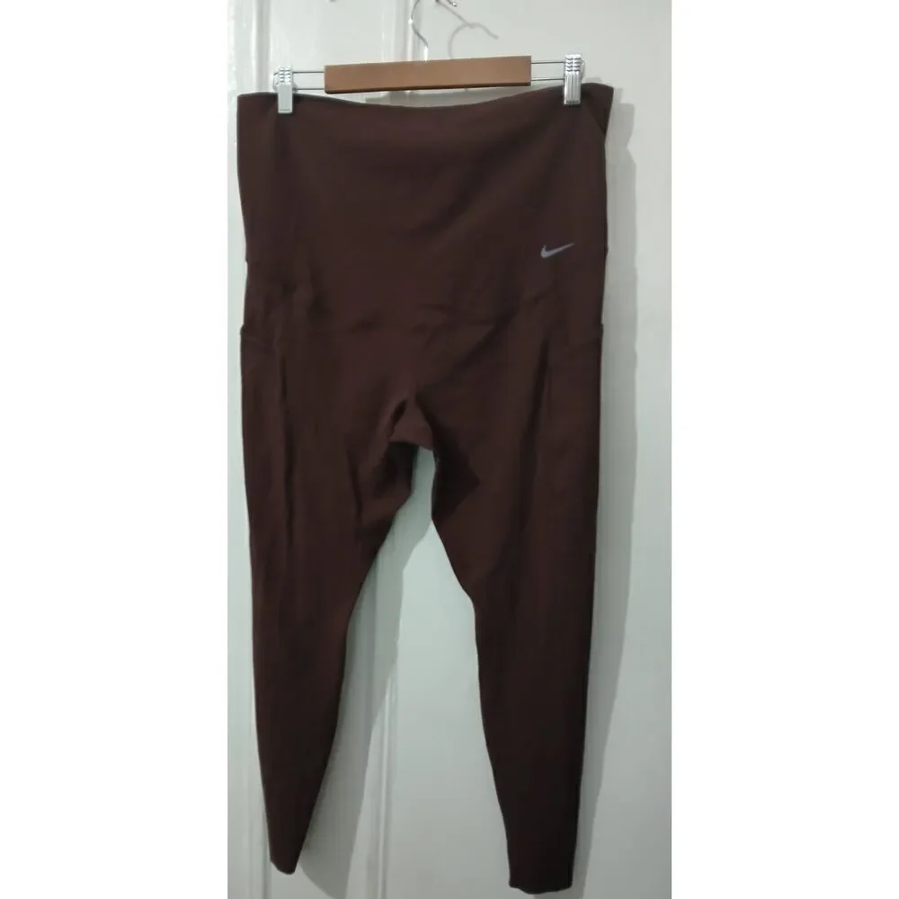 Nike Womens large RUSSET BROWN hi waist FULL COVERAGE FULL LENGTH leggings